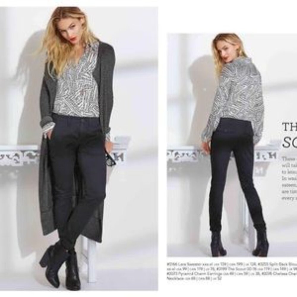 Cabi #3255 Split-Back Button Down Printed Blouse … - image 1